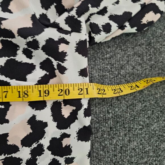 Talbots Top Shirt Womens Large White Pink Leopard V Neck Long Sleeve Career - Picture 5 of 9